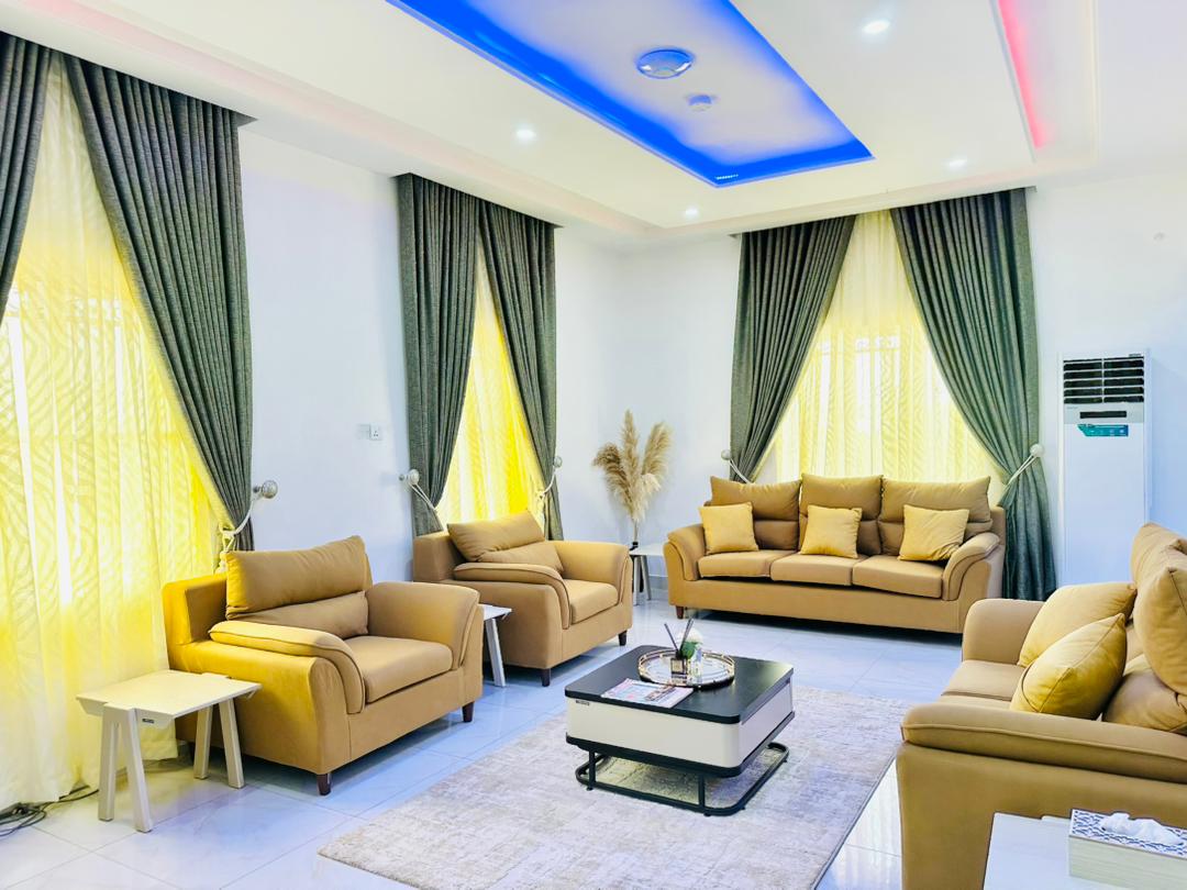 Elegant gold-themed living room